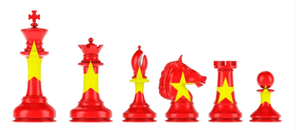 Chess pieces with Vietnamese color